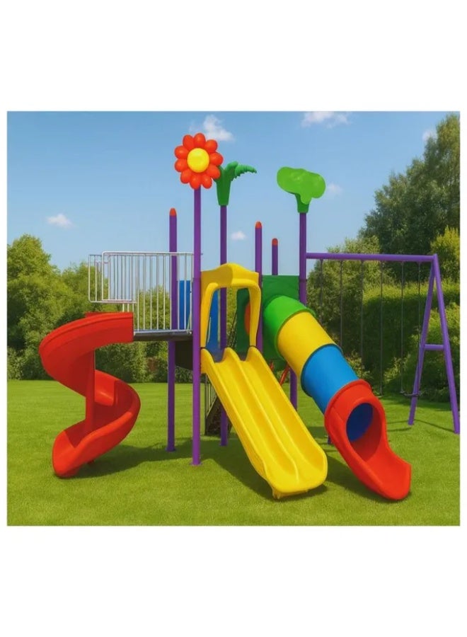 MYTS Garden Play Deck with 3 Swings & 3 Slides – Large Outdoor Playground Activity Centre for Children - Image 3